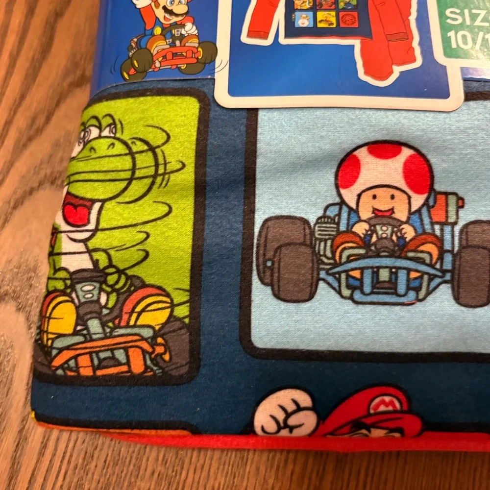 Mario Kart Boys Flannel Pajamas 2-Piece PJ Set Red‎ Blue Nintendo Size 10/12 NEW